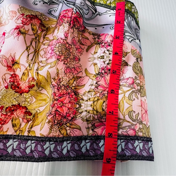 New Alice + Olivia Cerise Smocked Back Floral Bandeau Top Size 10 - Picture 12 of 13